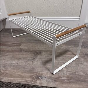 Yamazaki Tosca Countertop Shelf | Steel & Wood Kitchen Organizer | White